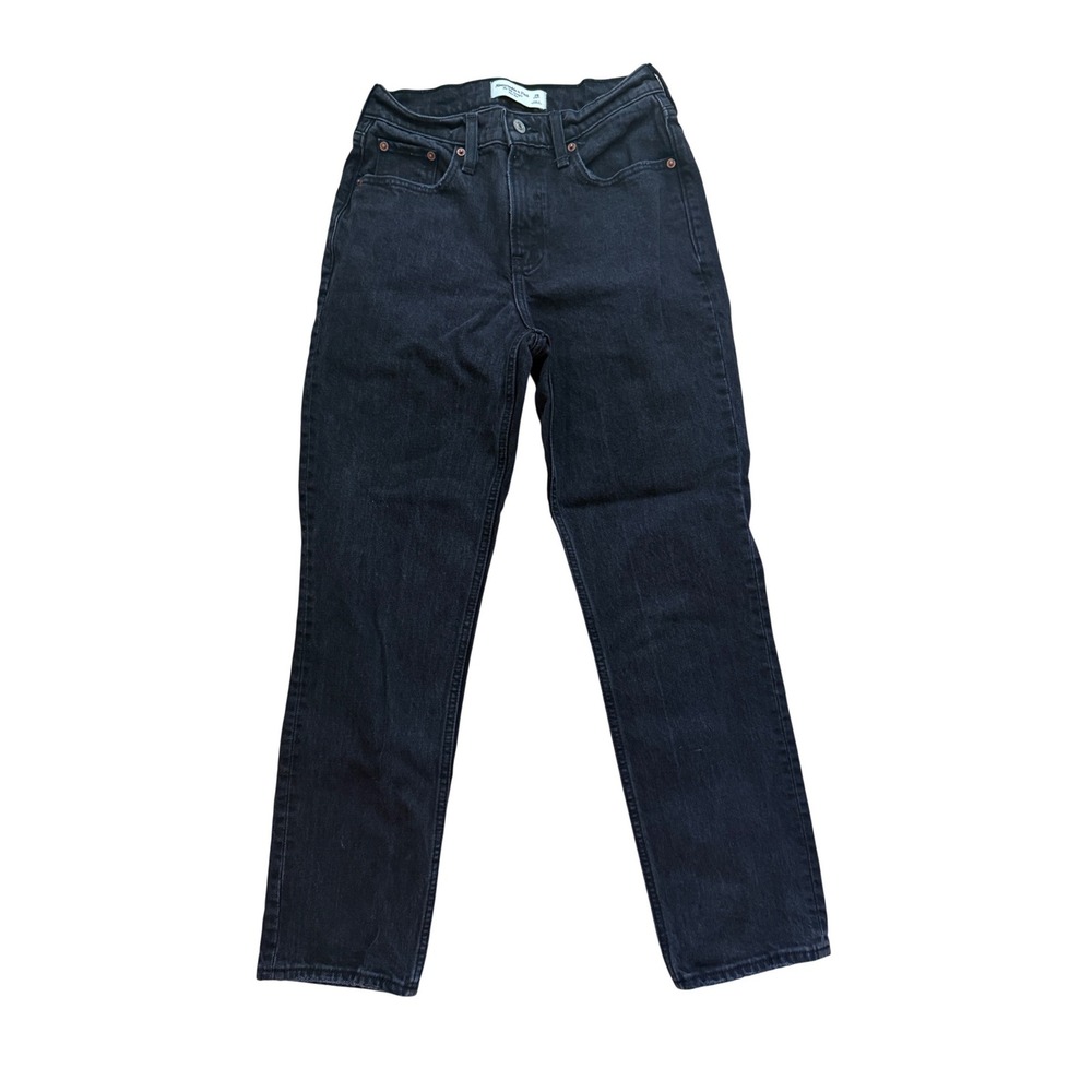 ABERCROMBIE & FITCH Women Jeans Straight Leg High Rise Denim Minimalist 25 Short